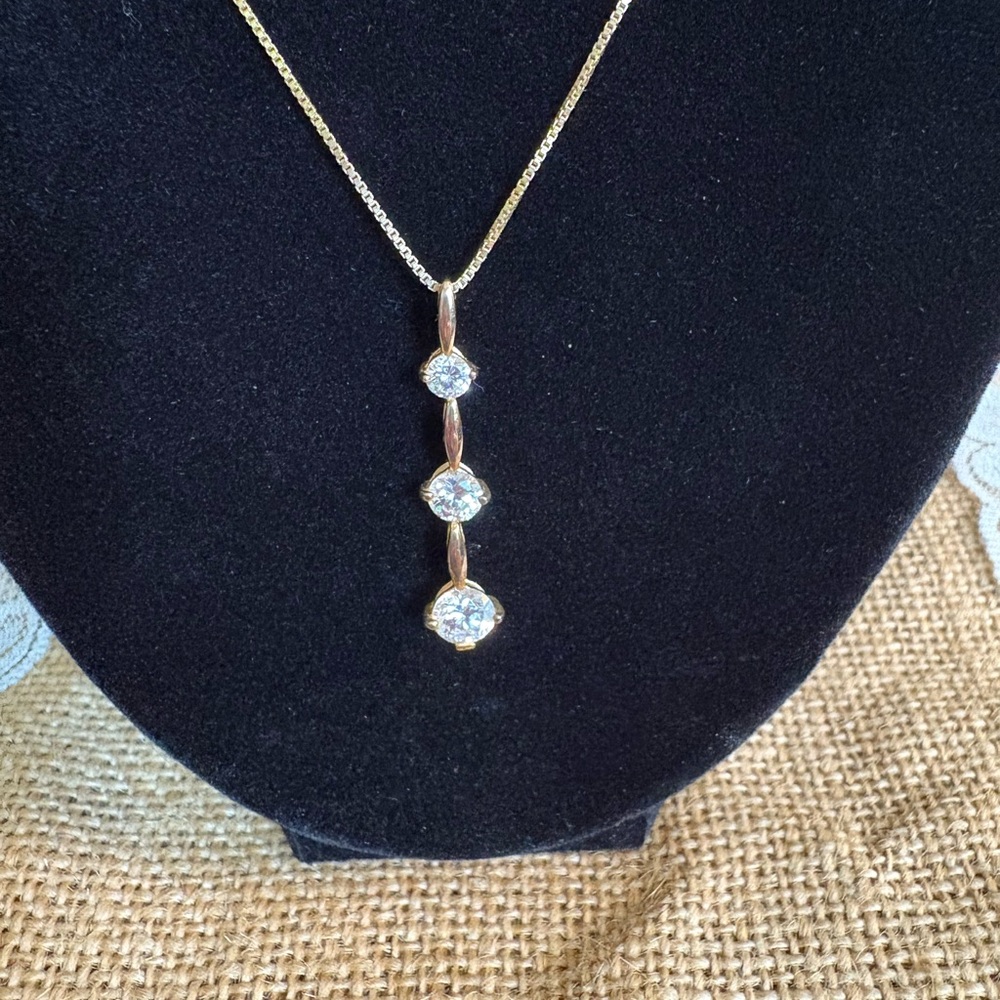 Elegant Gold Over Sterling Silver Cubic Zirconia Necklace